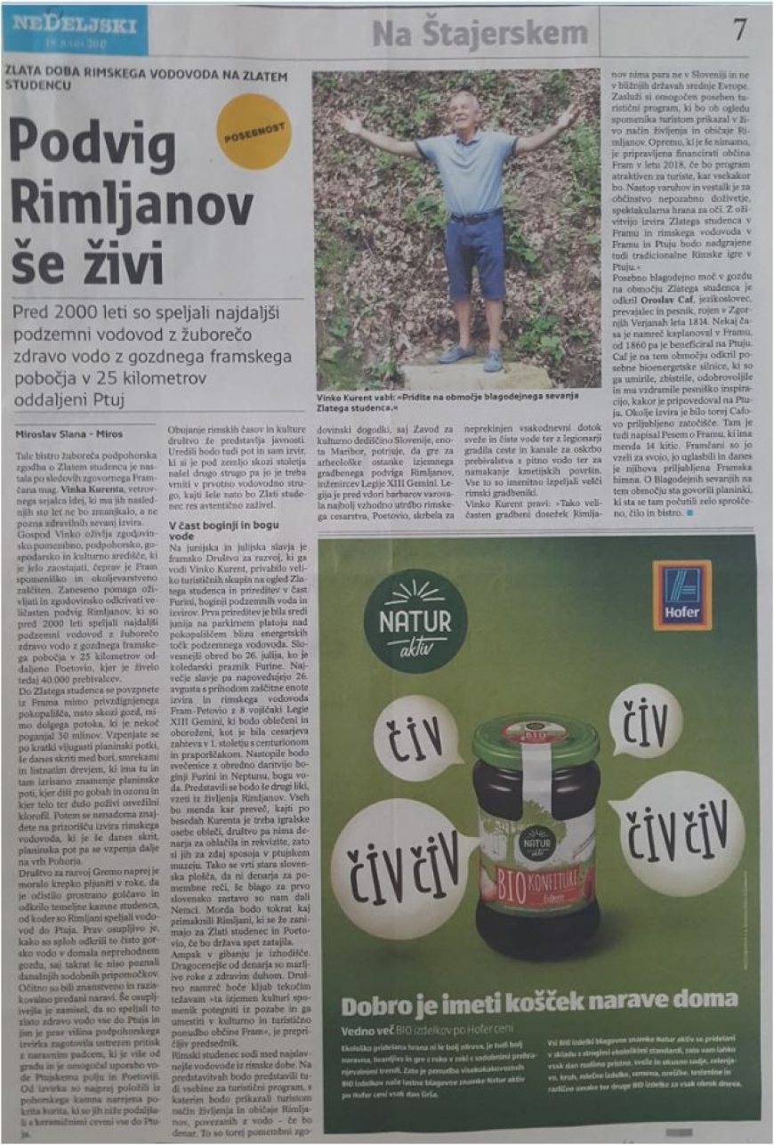 “Podvig Rimljanov še živi”, scan članka objavljen v Nedeljskem dnevniku, 19.7.2017, 7.stran